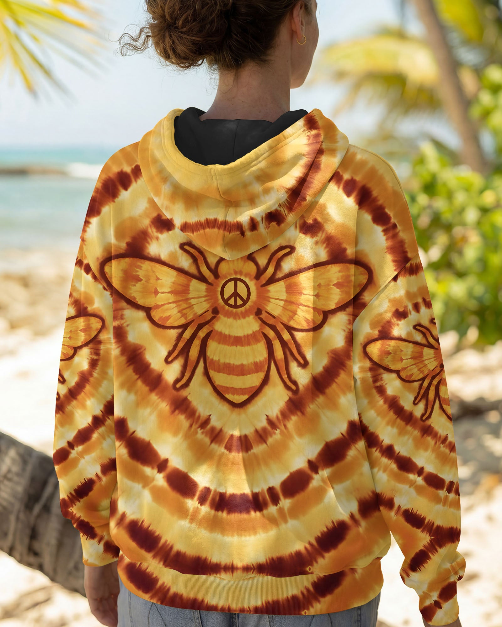 Bee Hippie Yellow Tie Dye Hoodie Vibrant Colors Clothing Perfect Gift For Gen Z - Image 2