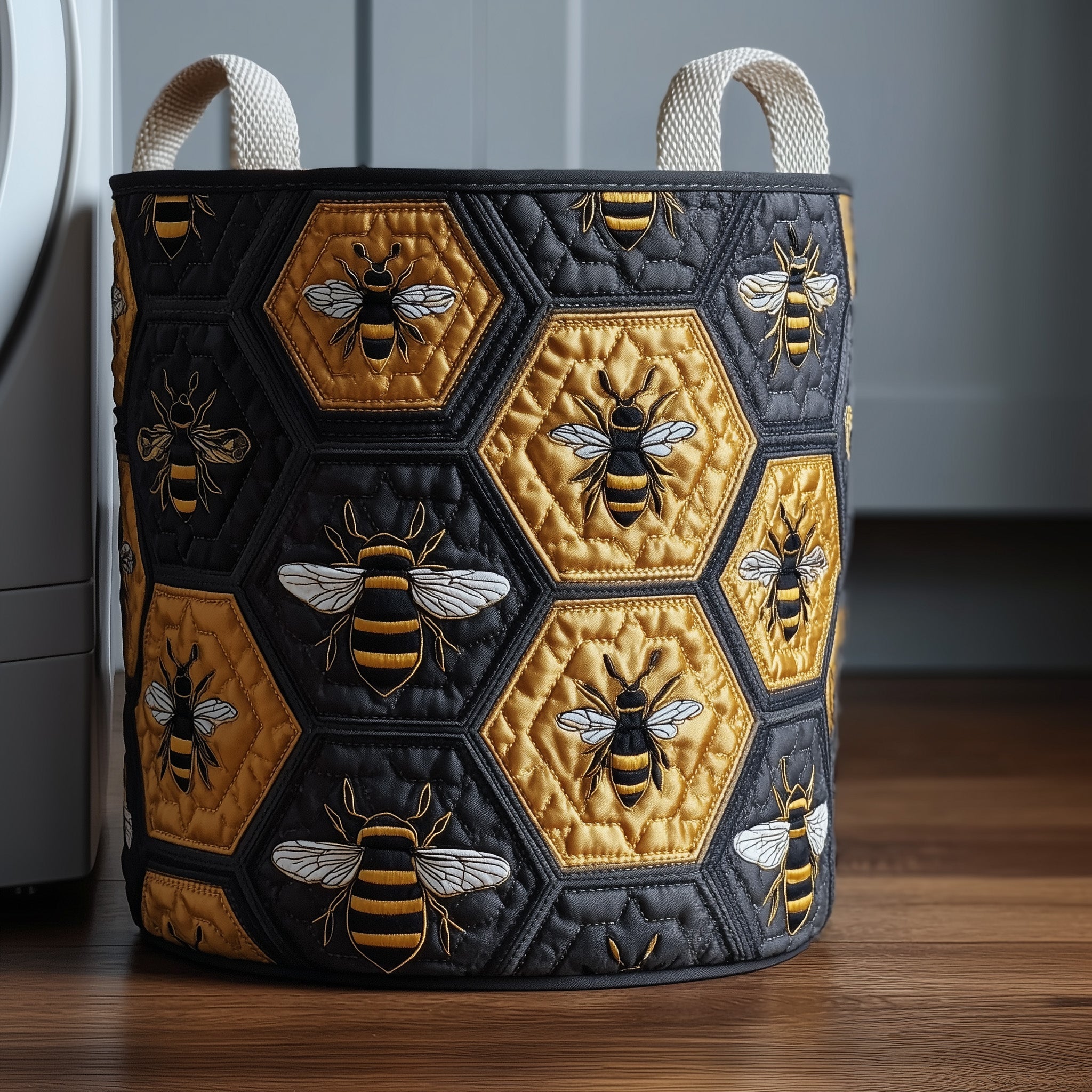 Bee Hive Quilted Laundry Basket Clothes Hamper Storage Unique Presents For Bees Lovers