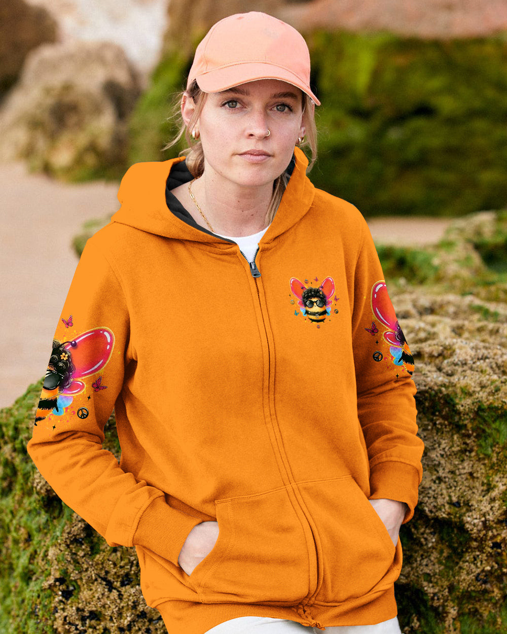 Bee You The World Will Adjust Hoodie Zip Best Sayings Apparel Gifts For Bestie