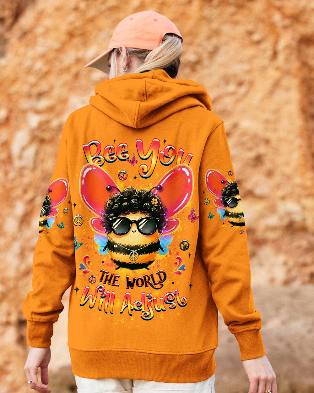 Bee You The World Will Adjust Hoodie Zip Best Sayings Apparel Gifts For Bestie - Image 2