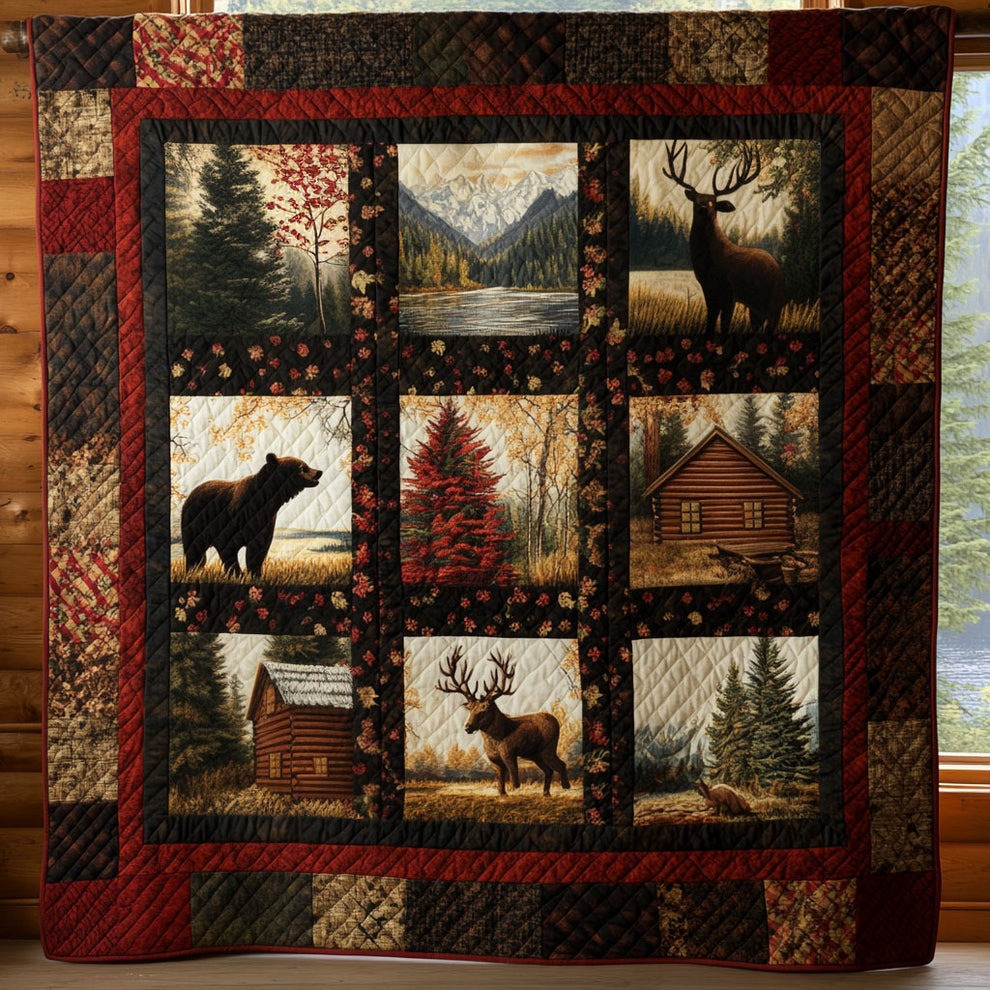 Beer Elk Wilderness Quilt Blanket Rustic Wildlife Themed Christmas Gifts For Hunting Lovers
