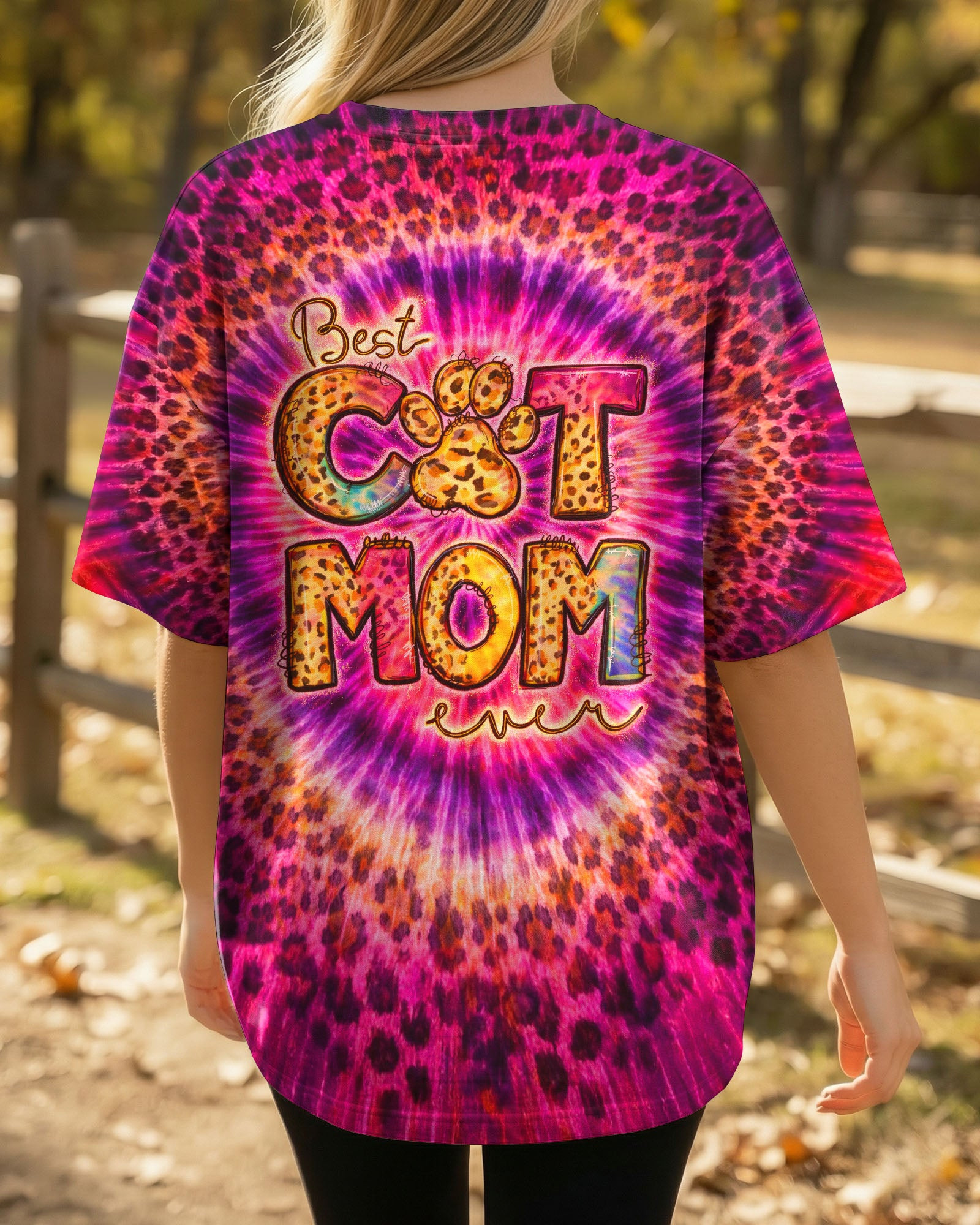 Best Cat Mom Ever Leopard Swirl Tie Dye T-Shirt Perfect Outfit Gift For Cat Mom - Image 2