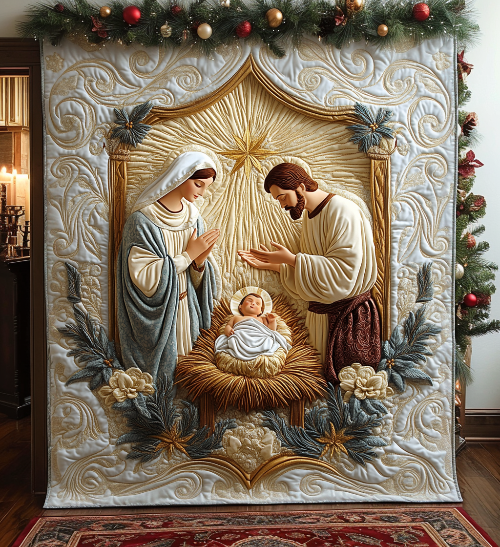 Bethlehem Peace Quilted Blanket Bedroom Xmas Decor Christmas Gifts For Husband