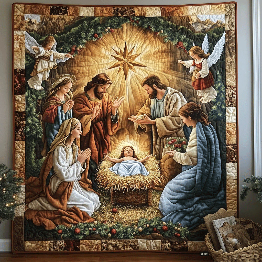 Bethlehem Scene Quilted Blanket Holiday Season Duvet Cover Set Secret Santa Gifts