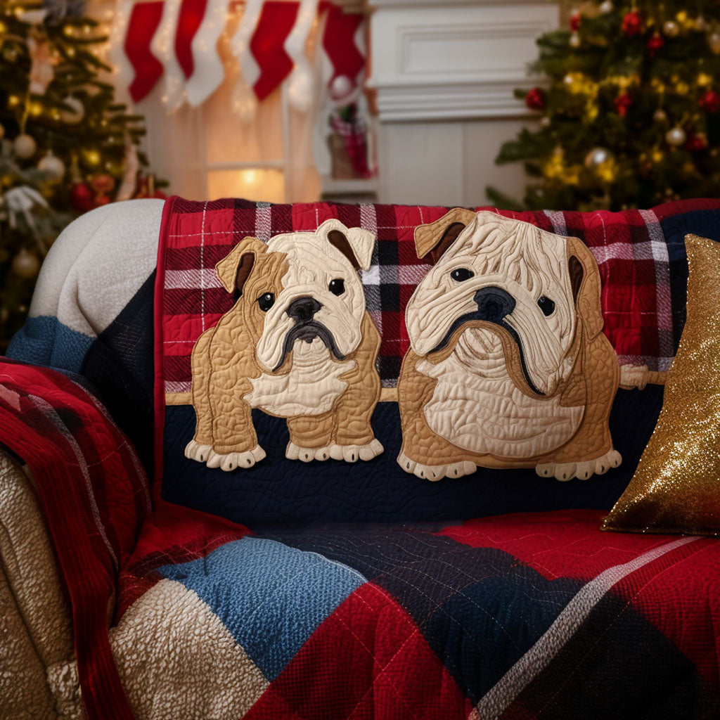 Big-Hearted Pup Quilted Sofa Cover Living Room Decor Gifts For English Bulldog Lovers
