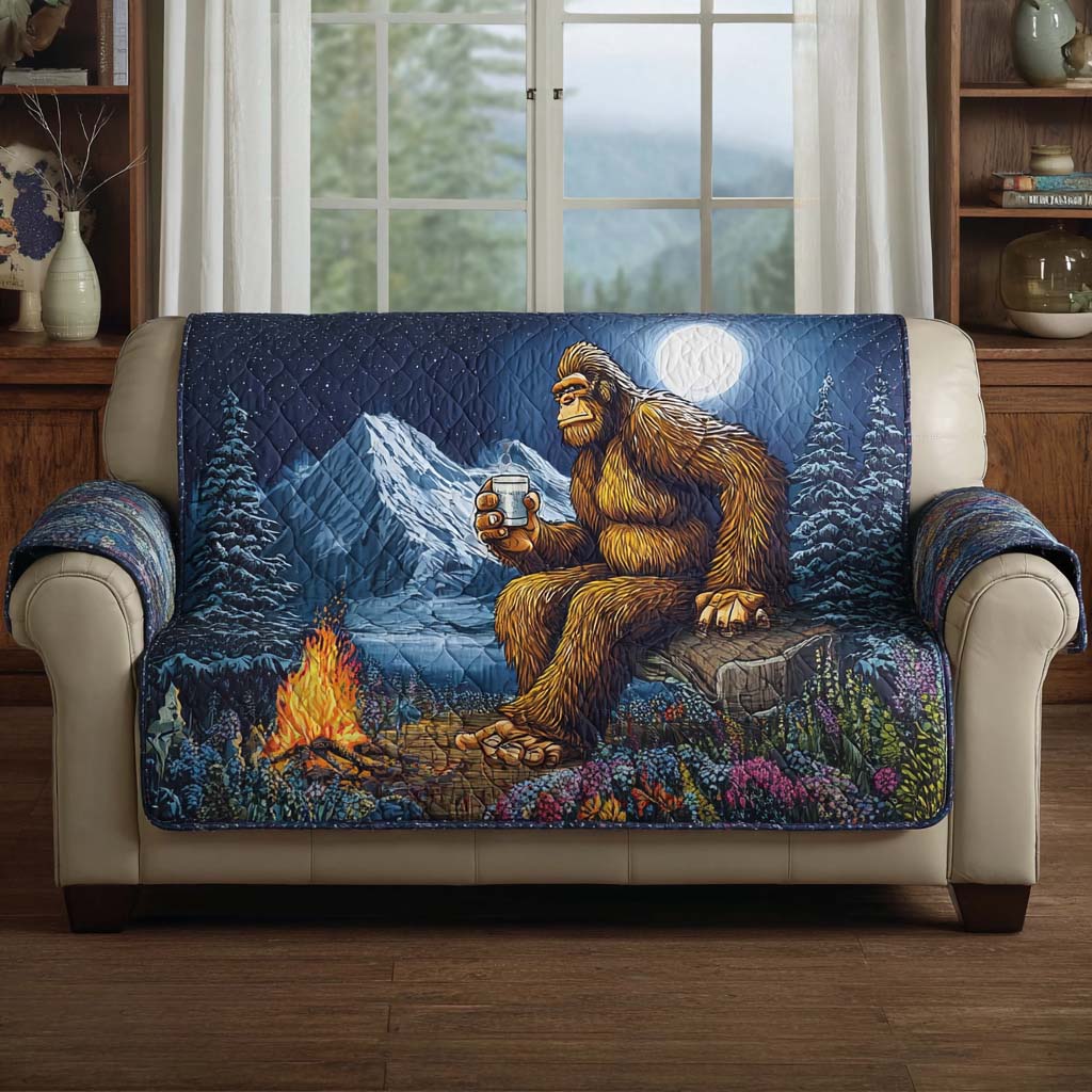 Bigfoot Campfire Chill Quilted Sofa Cover Best Couch Covers Bigfoot Gift Ideas