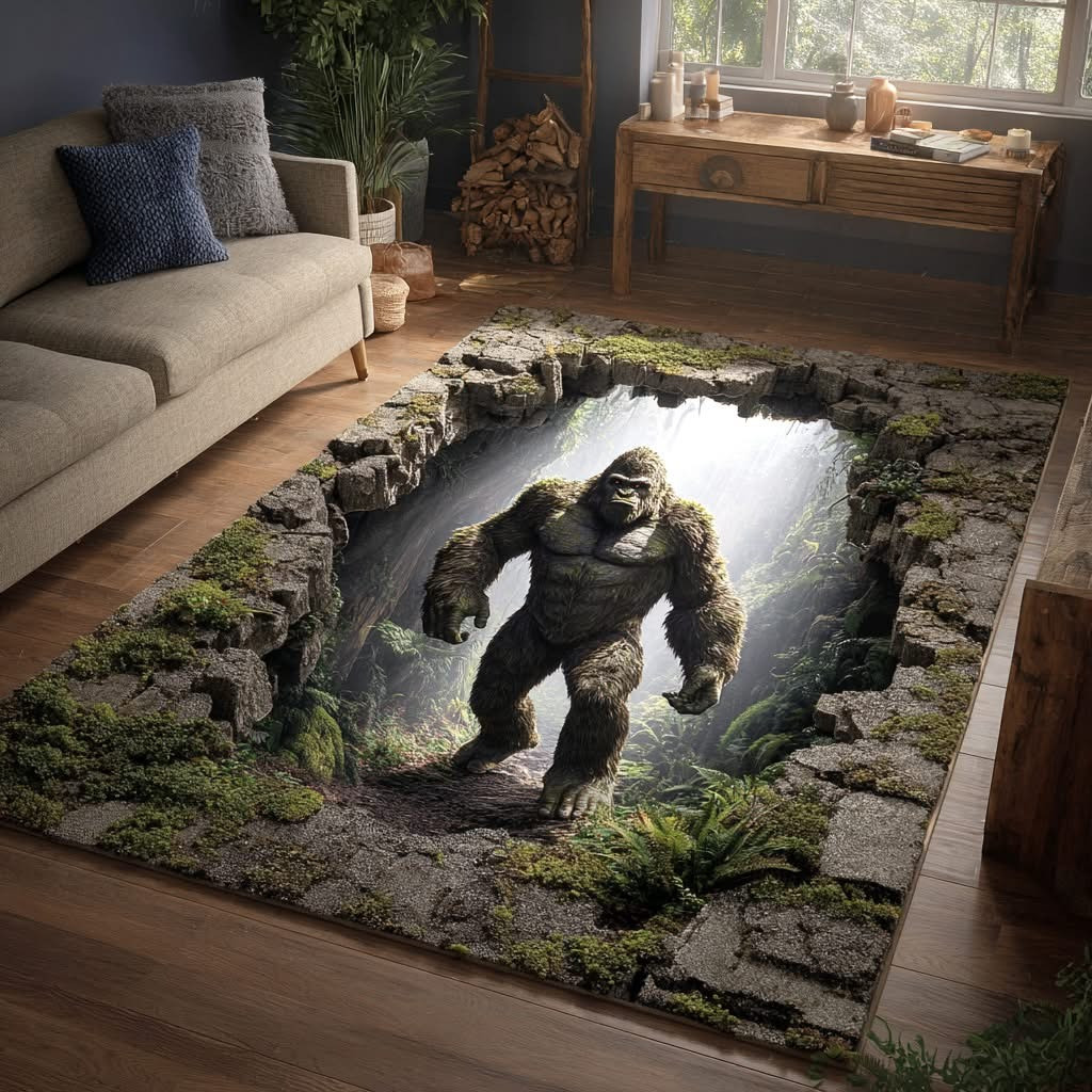 Bigfoot Primal Shadow Area Rug Home Decor Ideas Present For Sasquatch Lovers