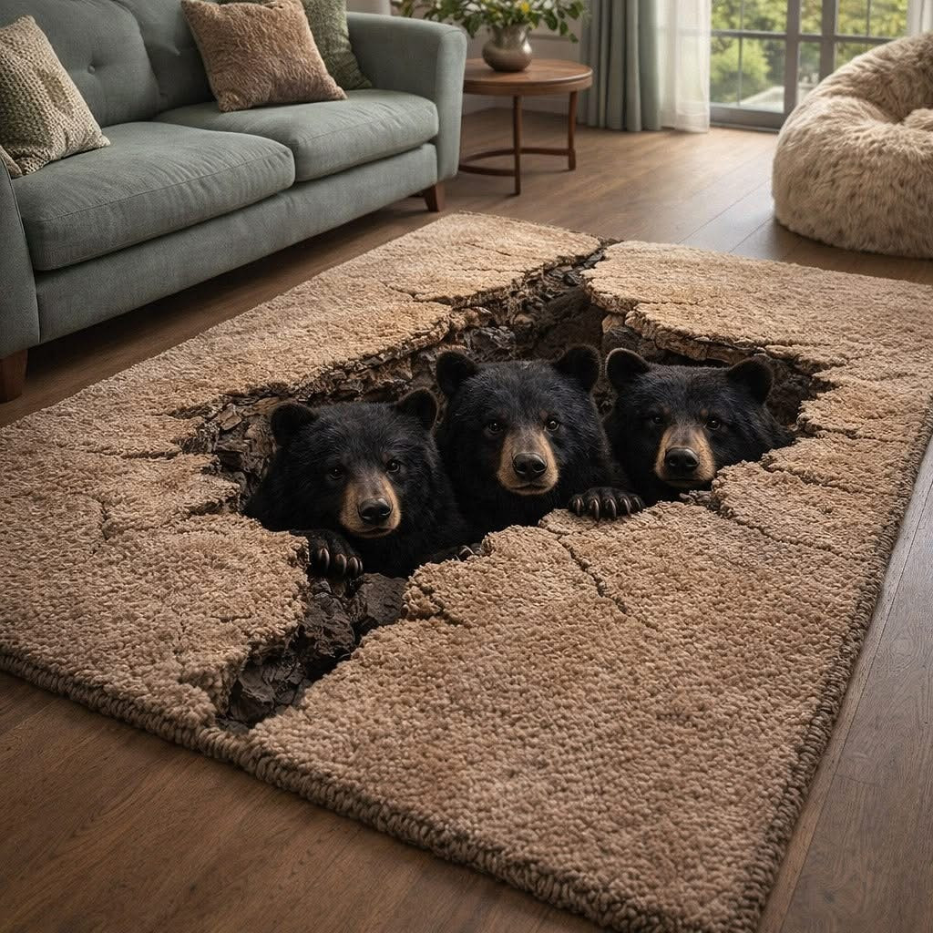 Black Bear Rustic Guardian Area Rug Big Rugs For Living Room Cool Gifts For Dad