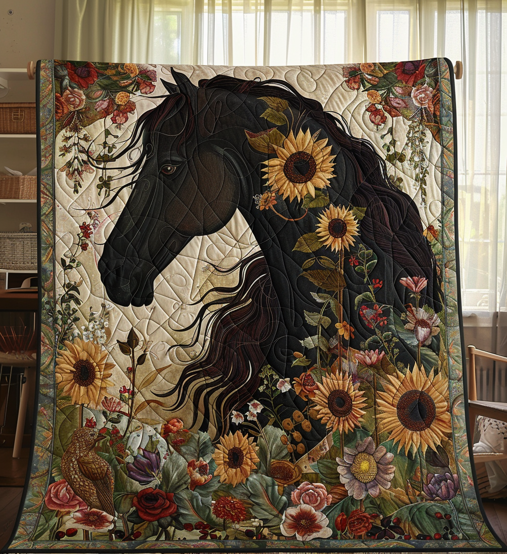 Black Horse Charm Quilted Blanket Best Comforter Sets Top Father's Day Gifts