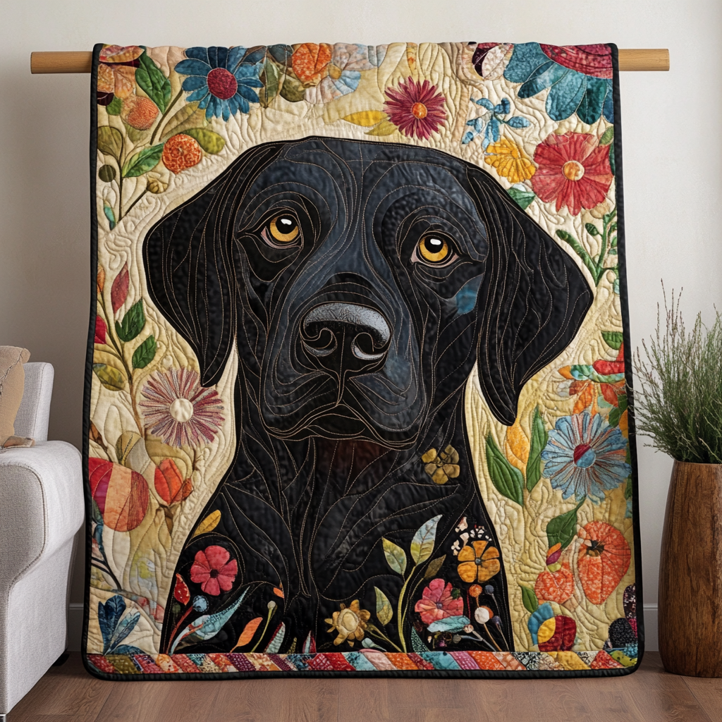 Black Labrador Design Quilted Blanket Bedspreads Labrador Themed Gifts