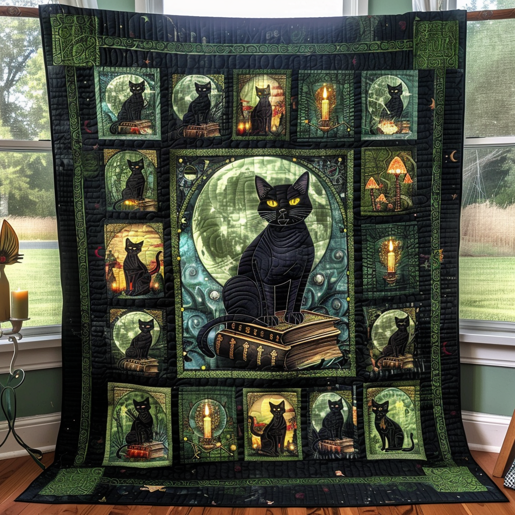 Black Magic Cats Quilted Blanket Comforter Sets Awesome Gifts For Cat Lovers