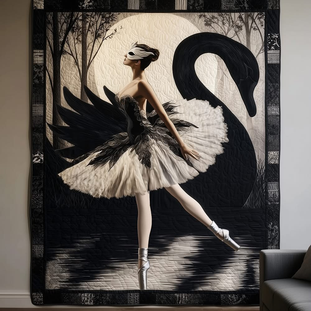 Black Swan Ballet Quilted Blanket Beautiful Christmas Gift For Ballet Lovers