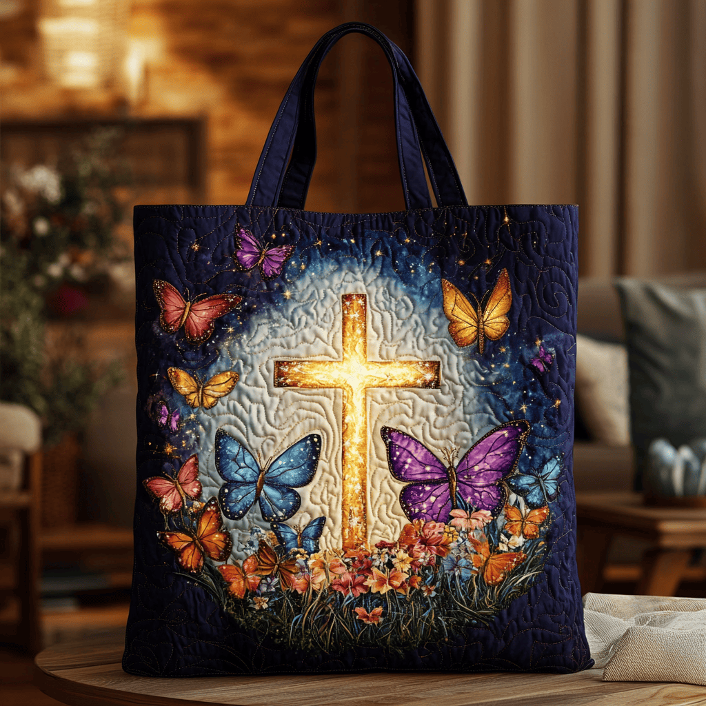 Blessed Butterfly Quilted Tote Bag Faith Based Tote Bag Christian Gifts For Women