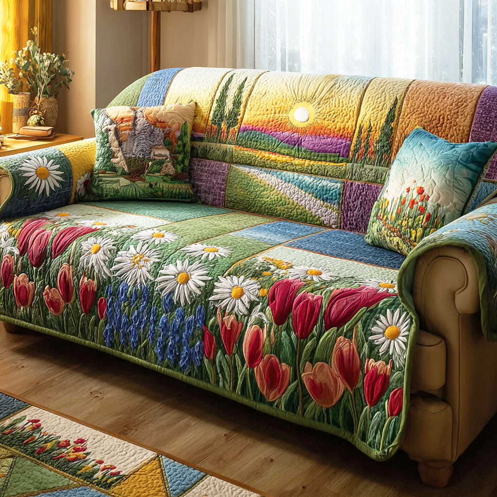 Bloom Fields Quilted Sofa Cover Best Couch Covers Mother's Day Gifts For Grandma