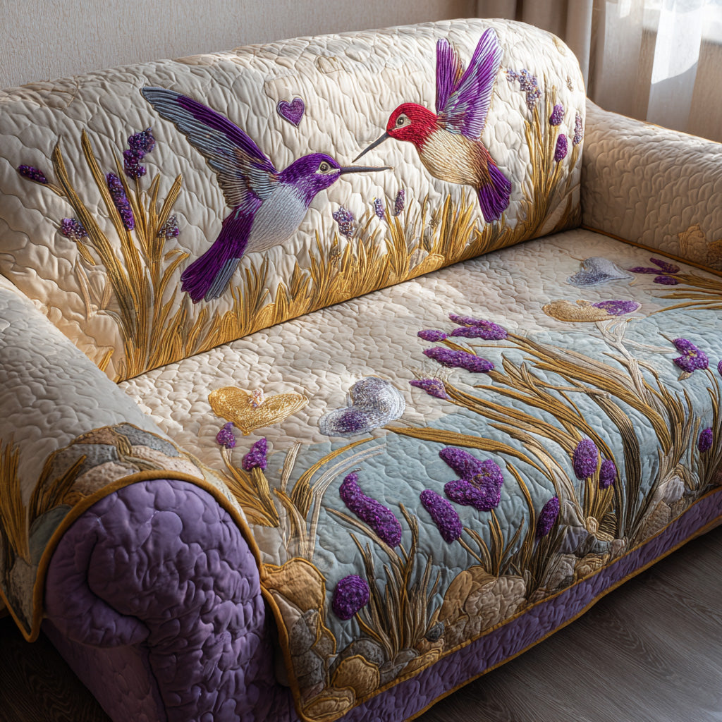 Bloom Love Flight Quilted Sofa Cover Seat Covers For Couches Hummingbird Gifts For Sisters
