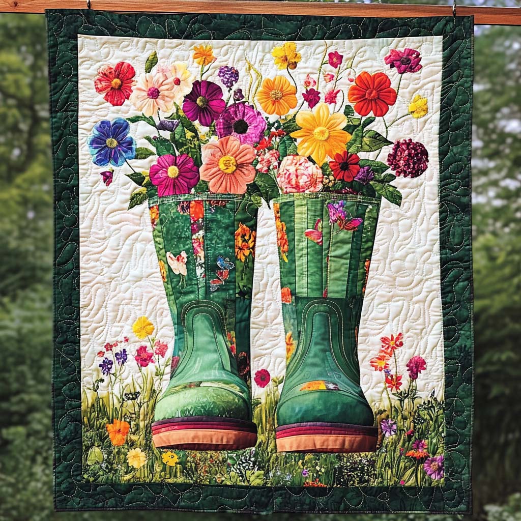 Blooming Boots Quilted Blanket Bedroom Decorations Unique Gifts For Mom