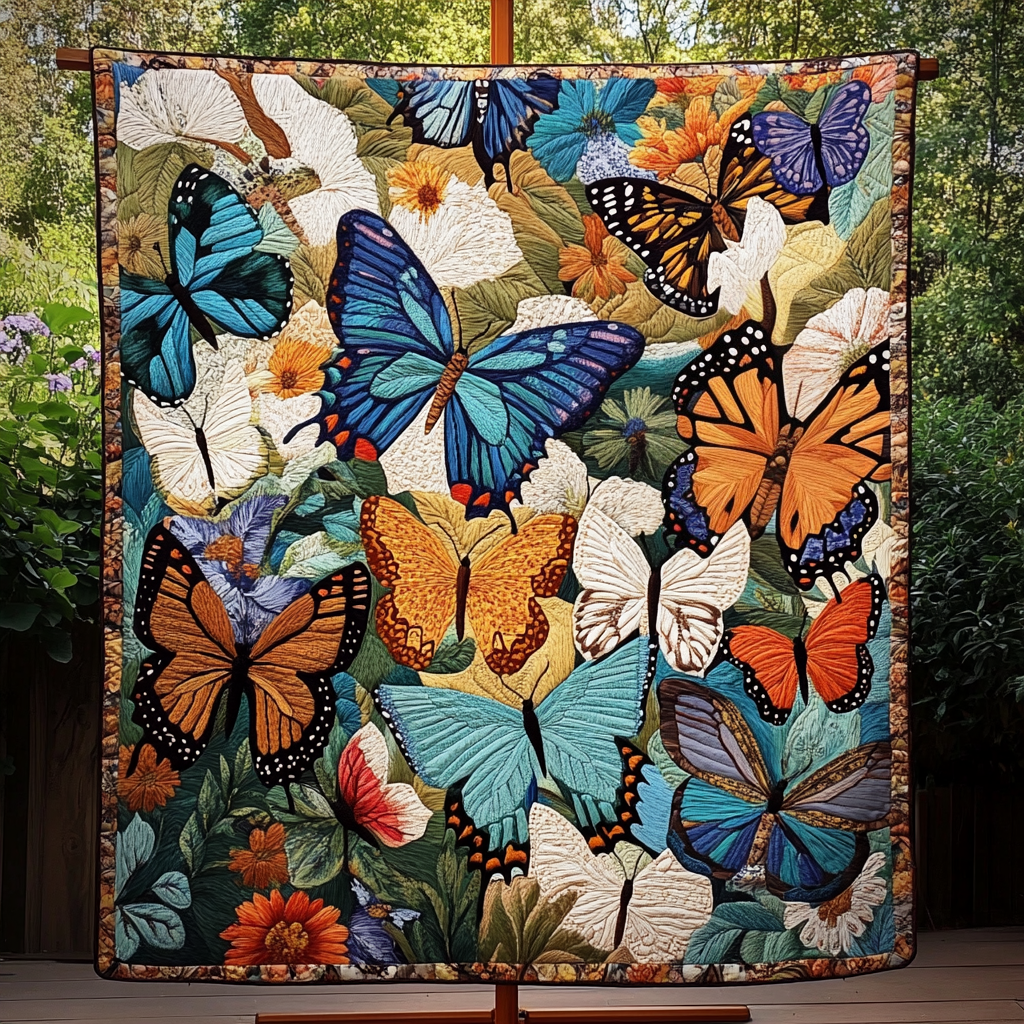 Blooming Butterflies Quilted Blanket Bedroom Decor Women's Mother's Day Gifts
