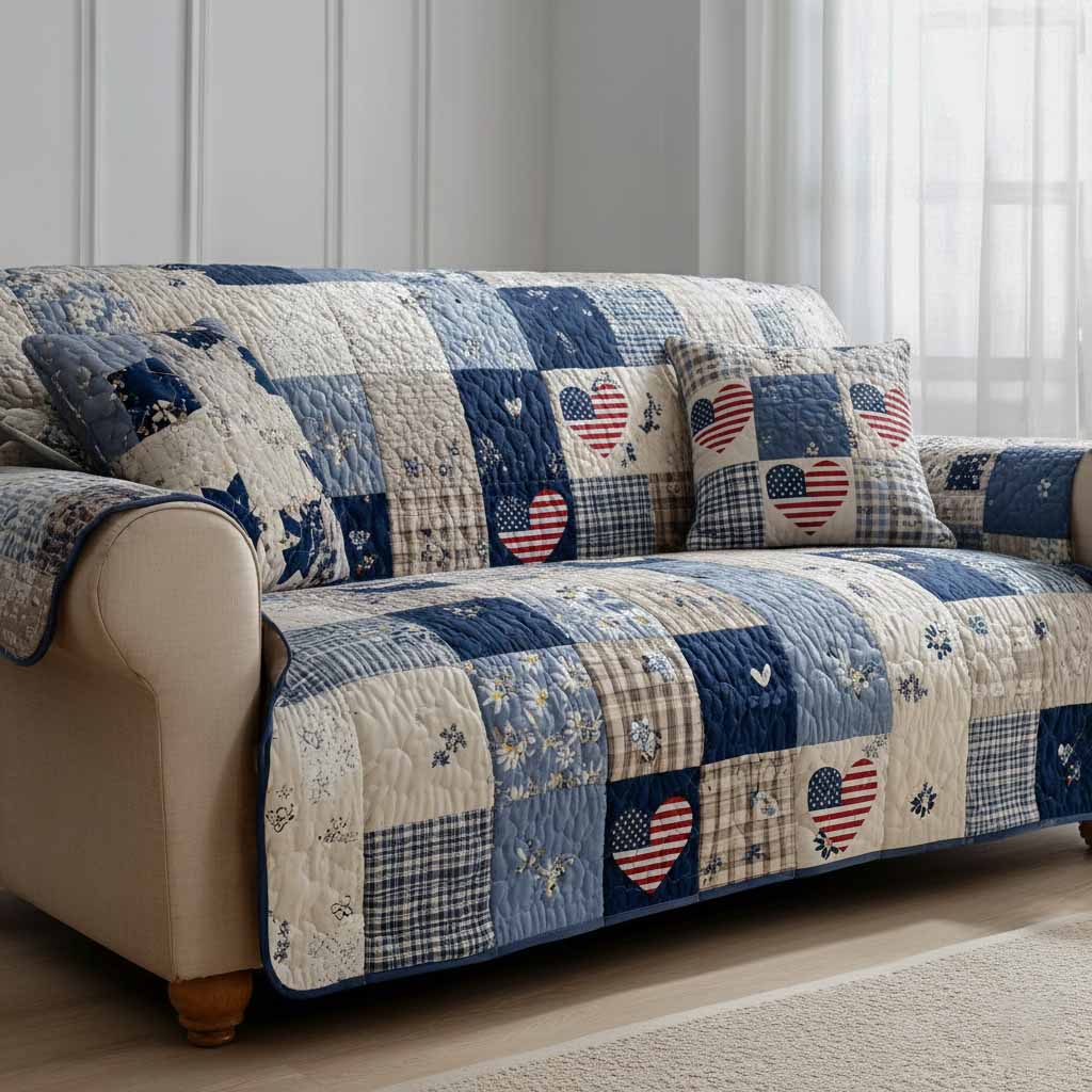 Blue Comfort Quilted Sofa Cover Living Room Decor Awesome Mother's Day Gifts For Mom