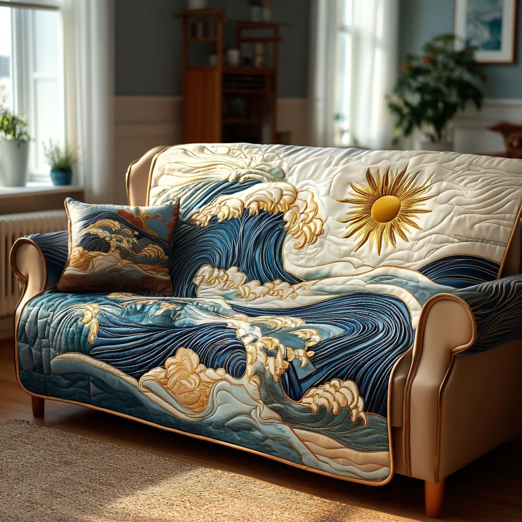 Blue Horizon Quilted Sofa Cover Couch Seat Covers Beach Lovers Gift Ideas