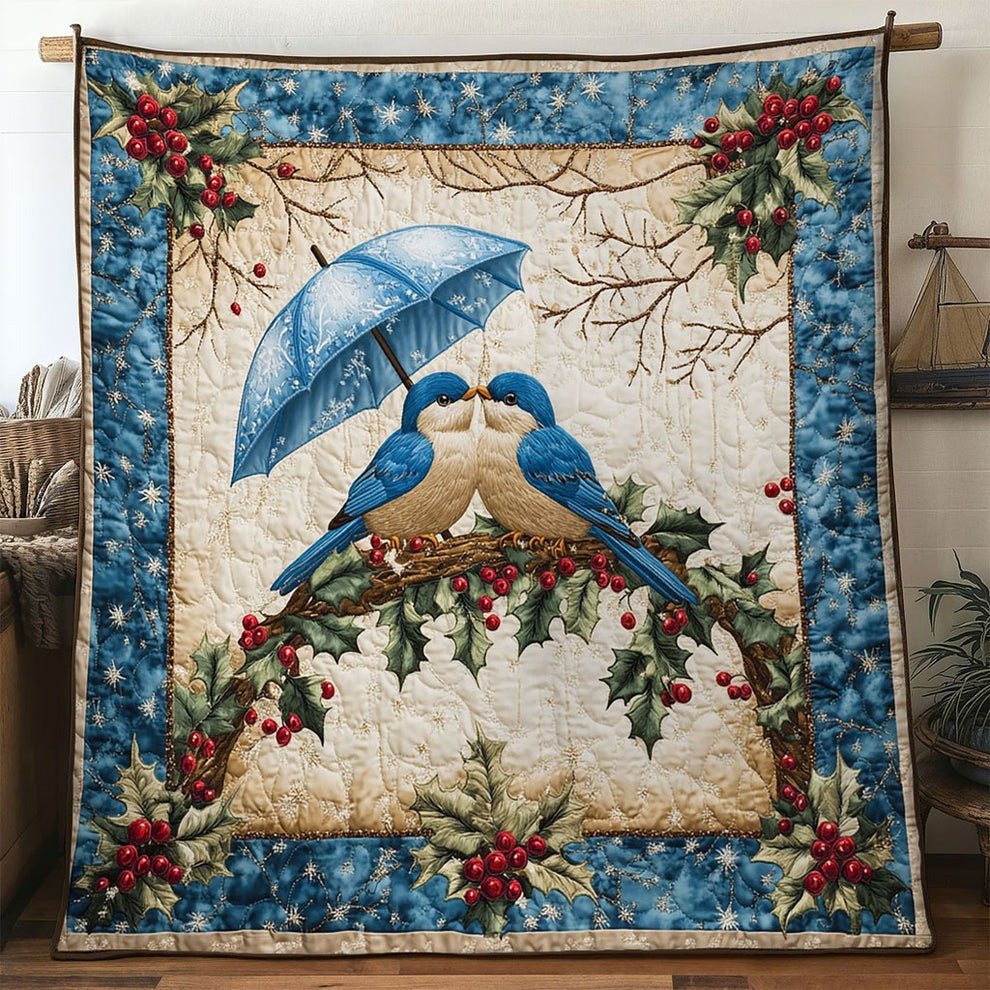 Bluebird Couples Quilt Blanket Christmas Throw Blanket Gifts For Bird Lovers