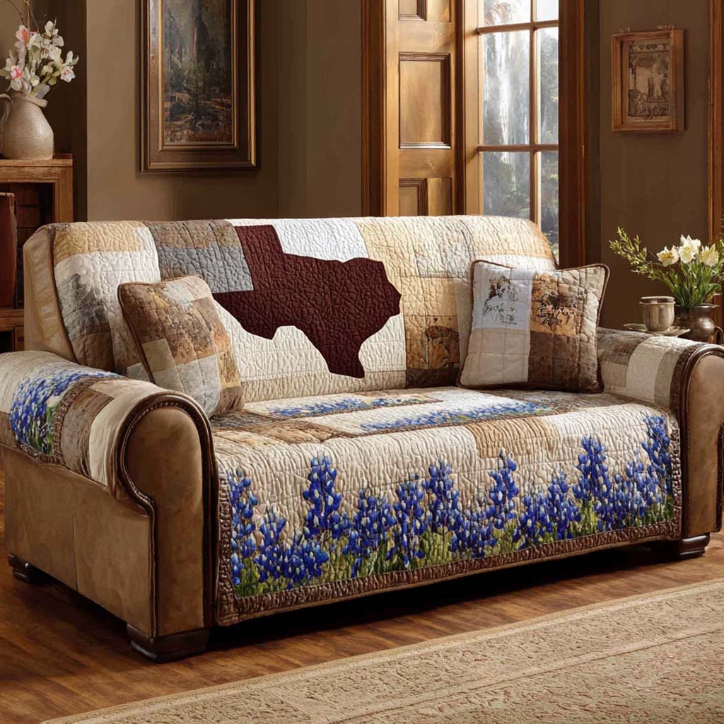 Bluebonnet Fields Quilted Sofa Cover Best Sofa Covers Texan Gift Items