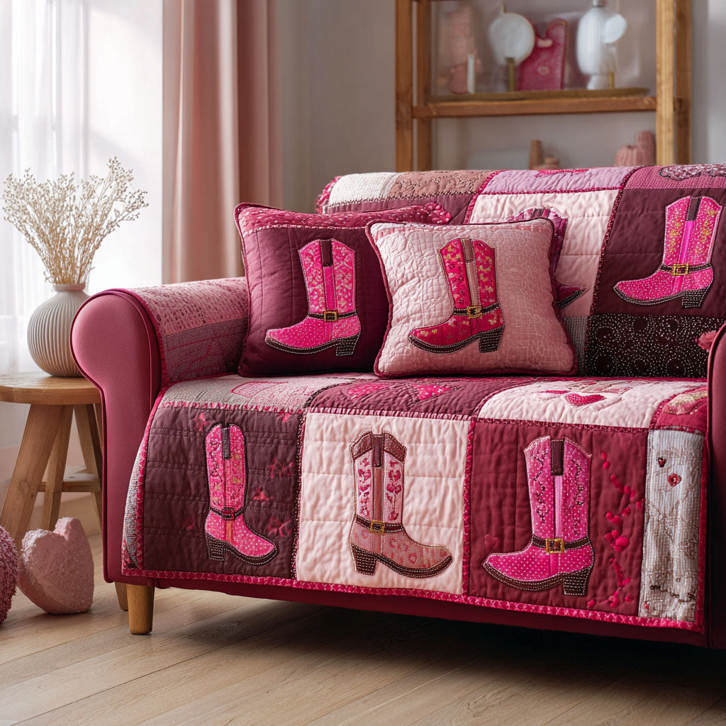 Blush Boots Quilted Sofa Cover Best Couch Covers Western Christmas Gifts For Him