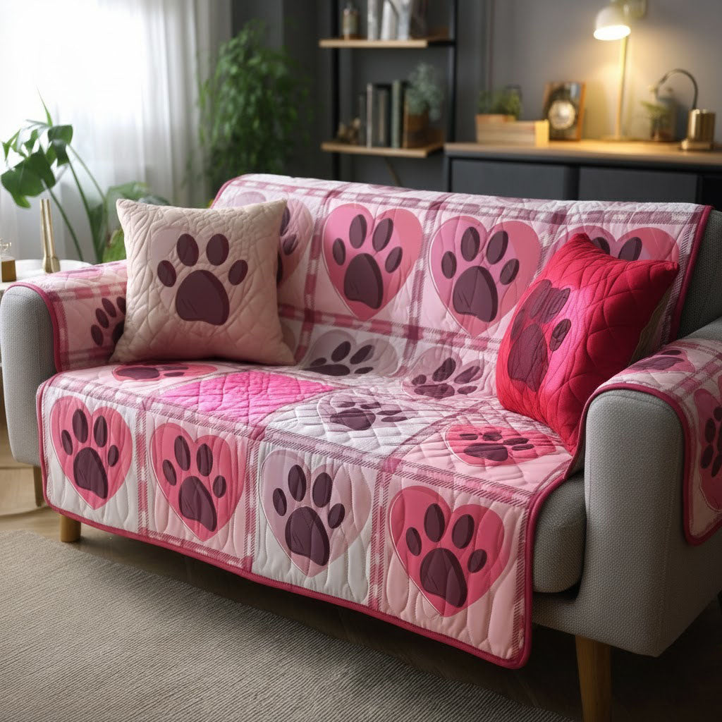 Blush Pawscape Quilted Sofa Cover Pretty Sofa Covers Cute Themed Dog Gift Ideas