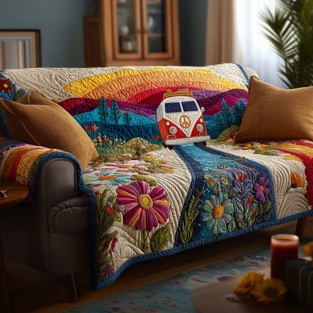 Boho Bloom Quilted Sofa Cover Holiday Couch Covers Gifts For The Hippie In Your Life
