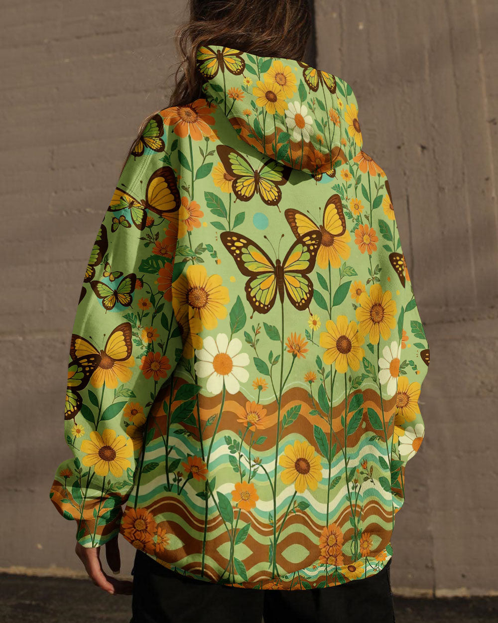 Boho Butterfly Hippie Hoodie Unique Patterns Clothing Gift For Sister - Image 2