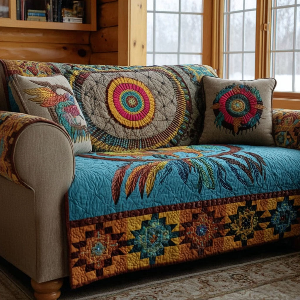 Boho Canyon Song Quilted Sofa Cover Furniture Slipcovers For Sofas Native American Presents