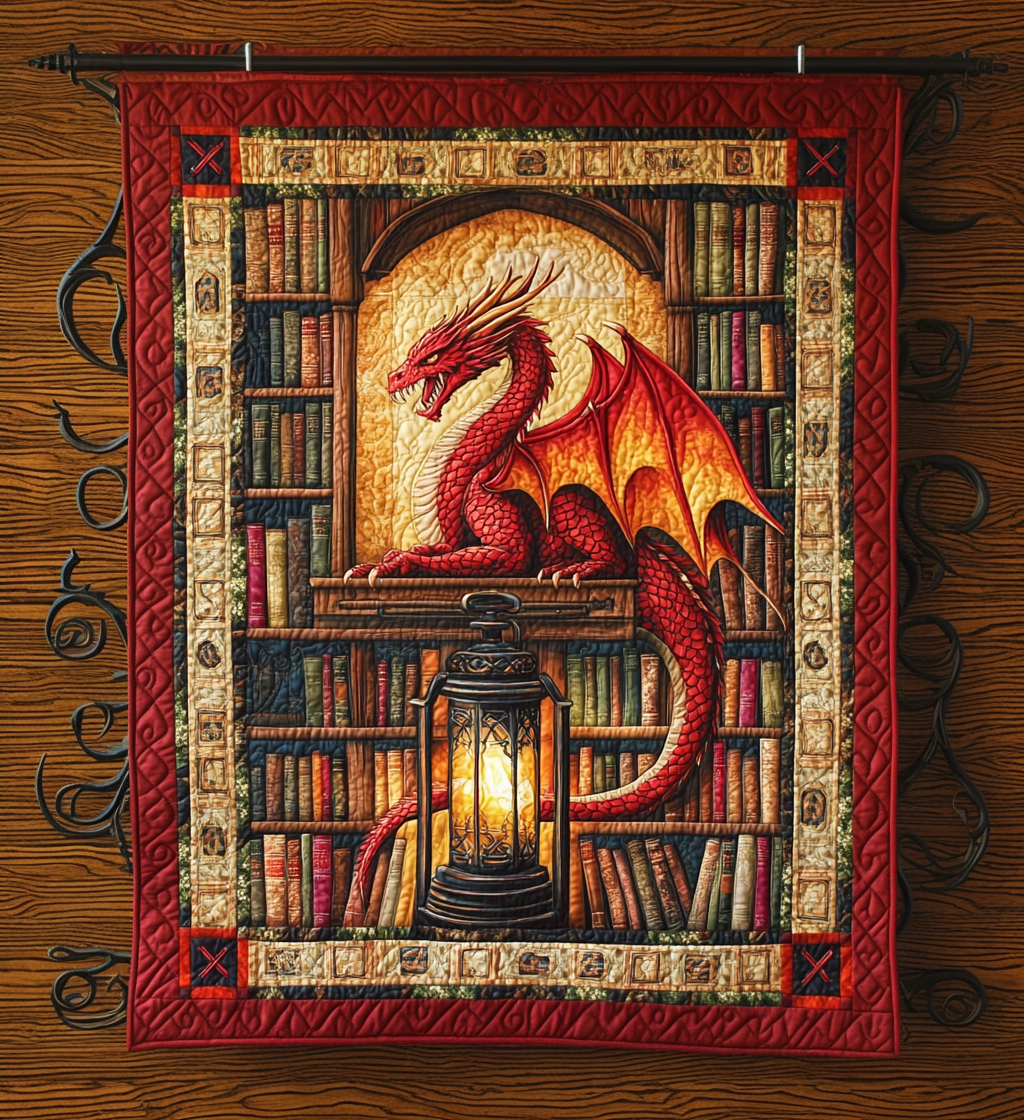 Book Wyrm Quilted Blanket Comforter Sets Queen Novelty Dragon Gifts