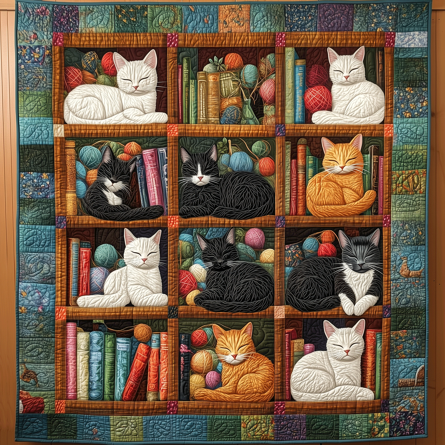 Bookish Cats Quilted Blanket Best Bed Sheet Set Unique Gifts For Cat Lovers