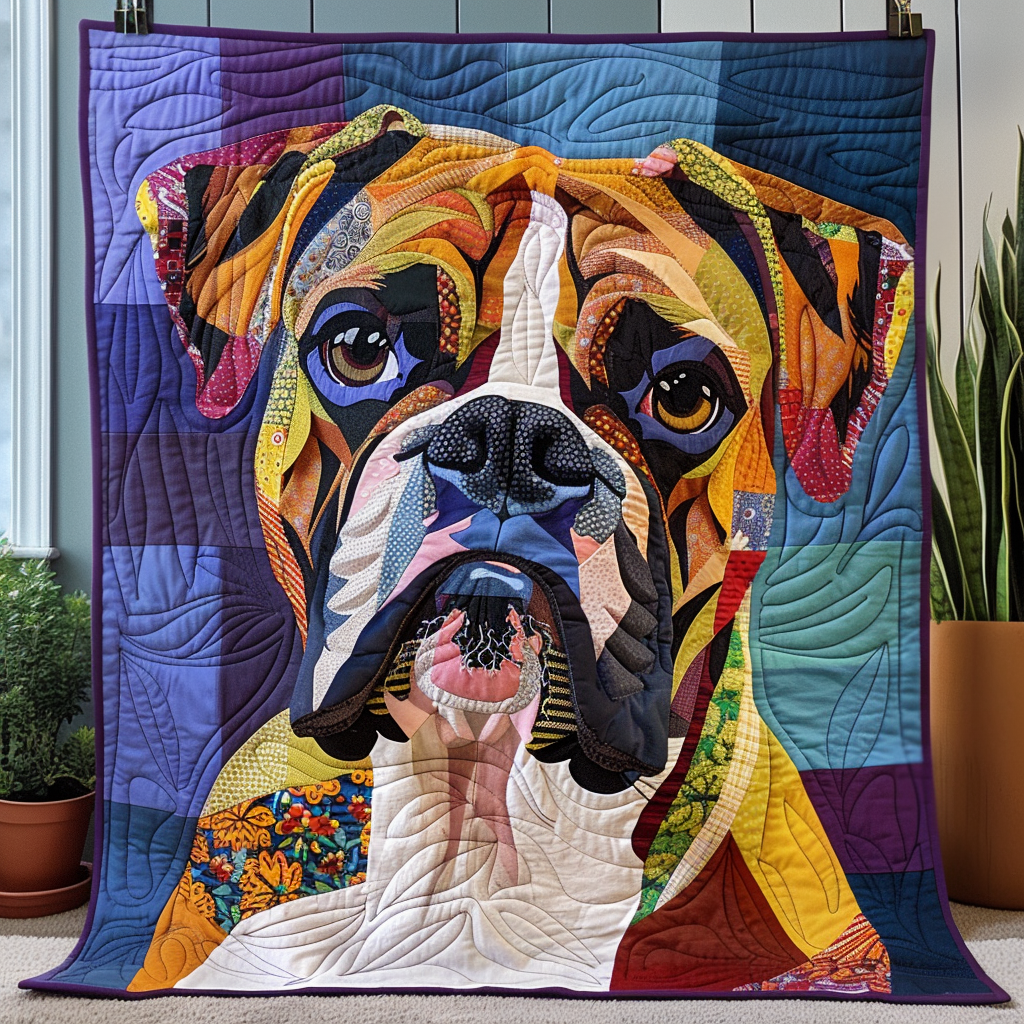 Boxer Charm Quilted Blanket Best King Sheets Cool Gifts For Dog Lovers