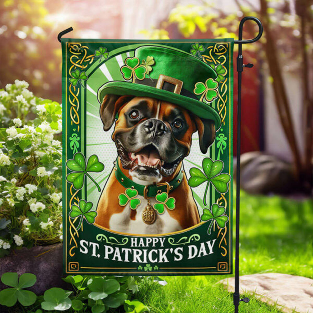 Boxer Irish Saint Patrick's Day Welcome Flag Irish Shamrock Green Outdoor Flag Decoration