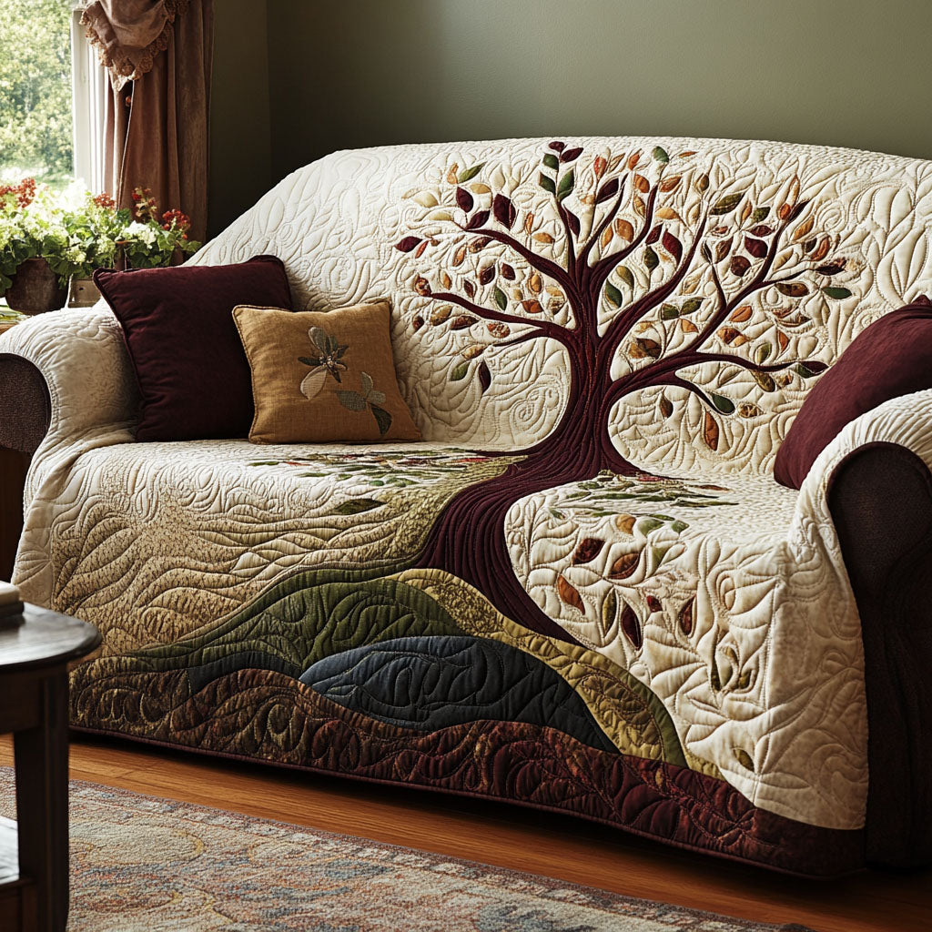 Branch Line Quilted Sofa Cover Living Decor Ideas Tree Of Life Christmas Gifts