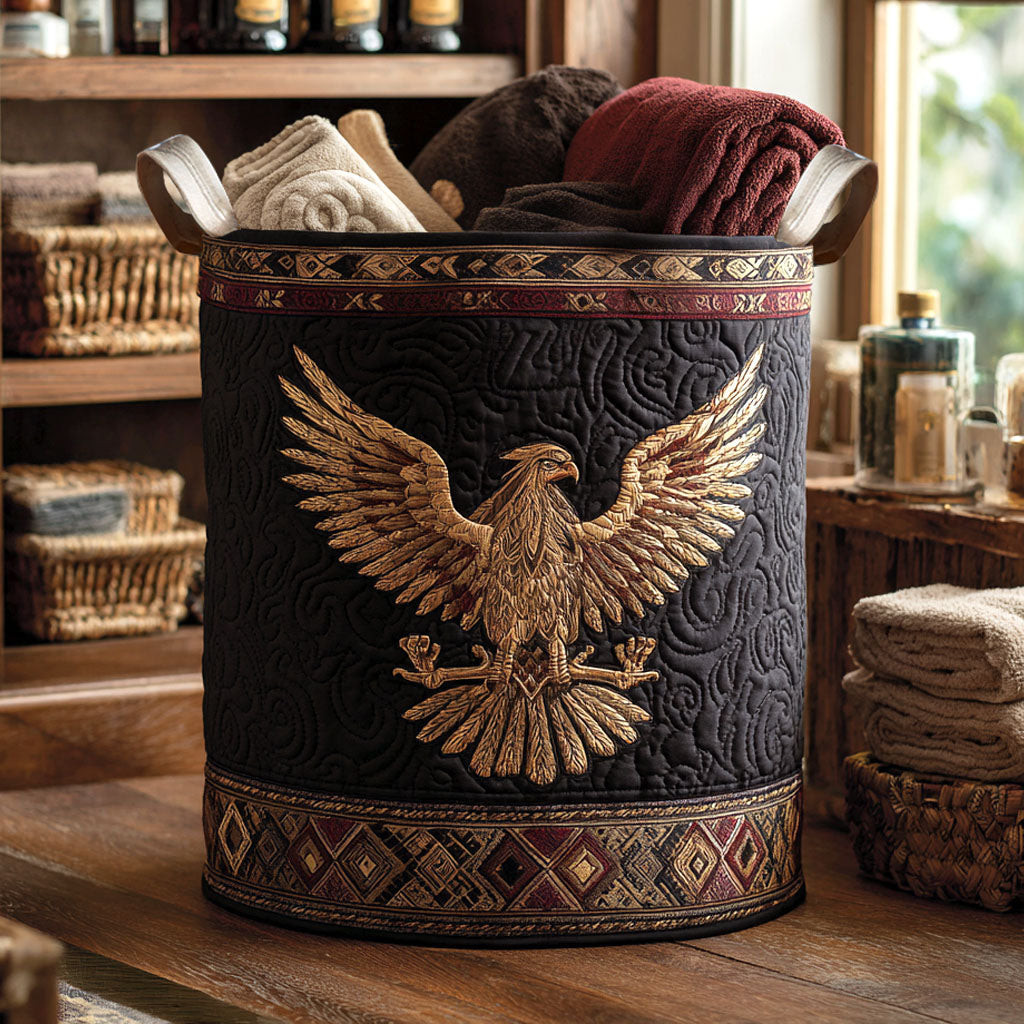 Brave Wings Quilted Laundry Basket Decorative Quilted Laundry Basket for Neat Spaces