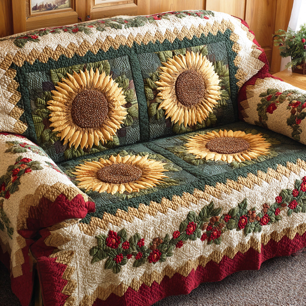 Bright Blossom Quilted Sofa Cover Couch Cover Sofa Sunflower Items For Gifts