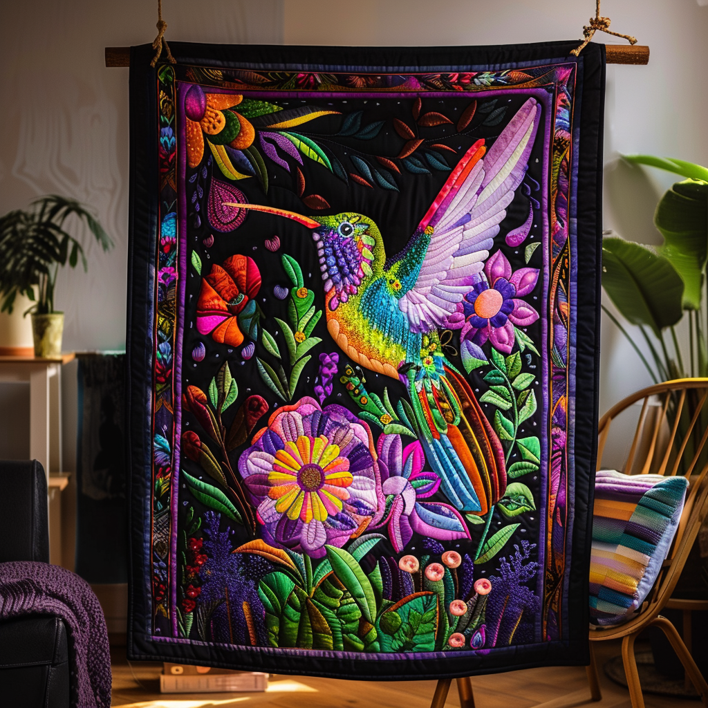 Bright Hummingbird Quilted Blanket Best Bedding Sets Gifts For Hummingbird Lovers