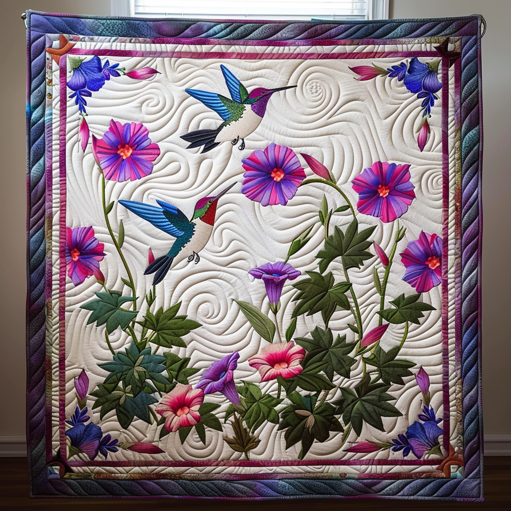 Bright Hummingbird Quilted Blanket Boho Bedroom Decor Hummingbird Gifts For Women