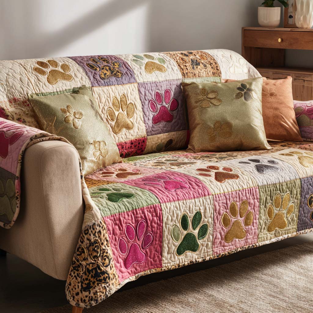 Bright Paw Patch Quilted Sofa Cover Best Couch Covers Best Presents For Dog Owners