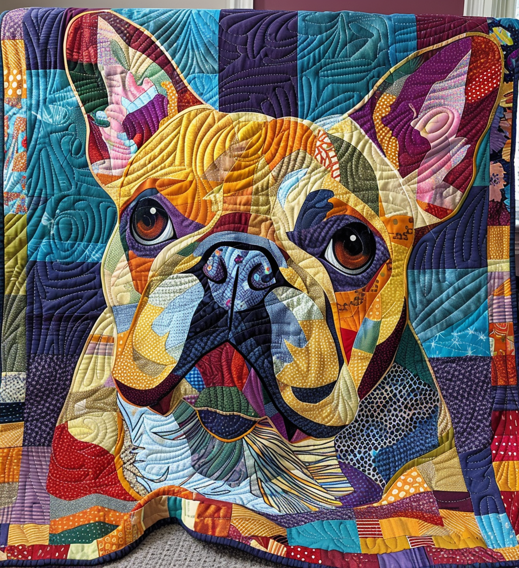 Bright Paws Fantasy Quilted Blanket Unique Bed Sheet Set French Bulldog Christmas Gifts
