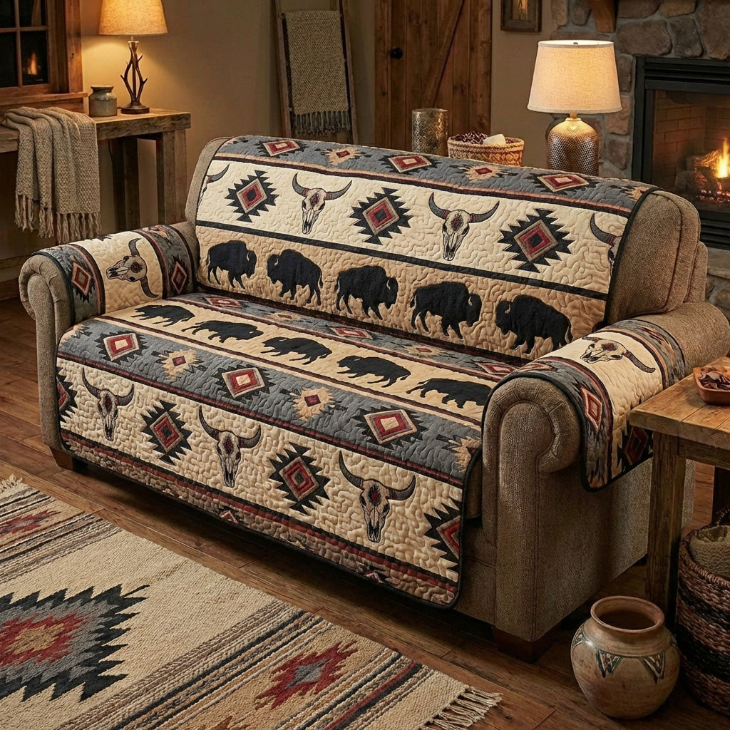 Buffalo Totem Quilted Sofa Cover Furniture Covers Native Gifts For Men