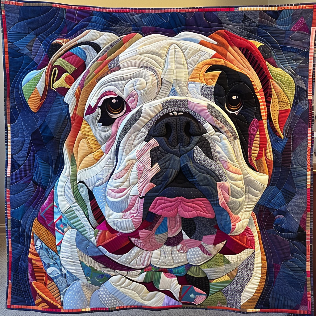 Bulldog Bliss Quilted Blanket Bedroom Room Decor Dog Person Gifts