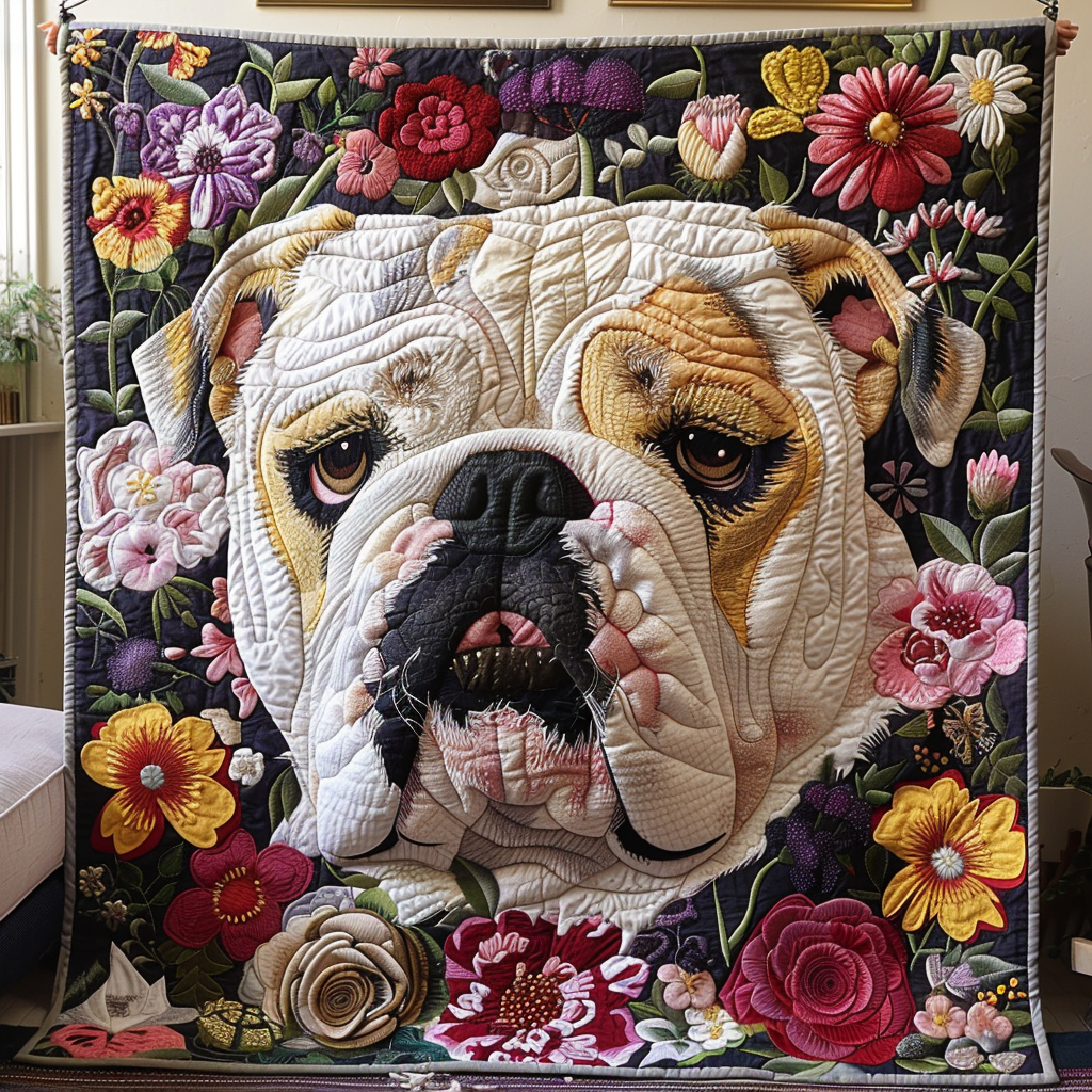 Bulldog Country Charm Quilted Blanket Bedspread Quilts French Bulldog Items Gifts