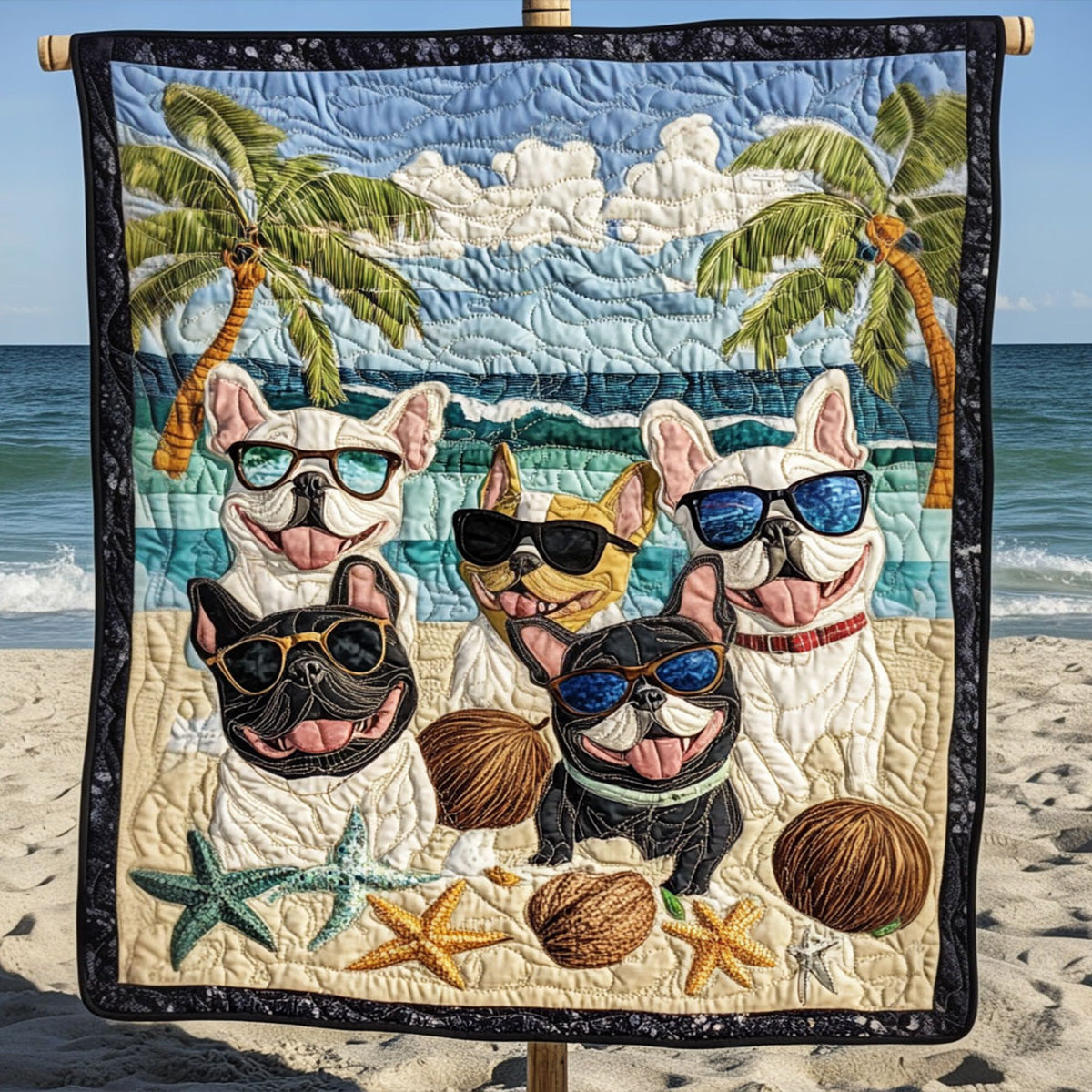 Bulldog Friends Quilted Blanket Bed Comforter Set Best Gifts For French Bulldog Owners