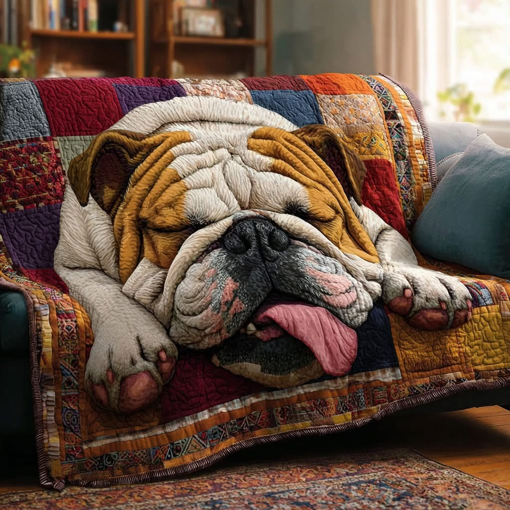 Bulldog Gentle Giant Quilted Blanket Cute Animal Throw Blanket Gifts For Bulldog Lovers