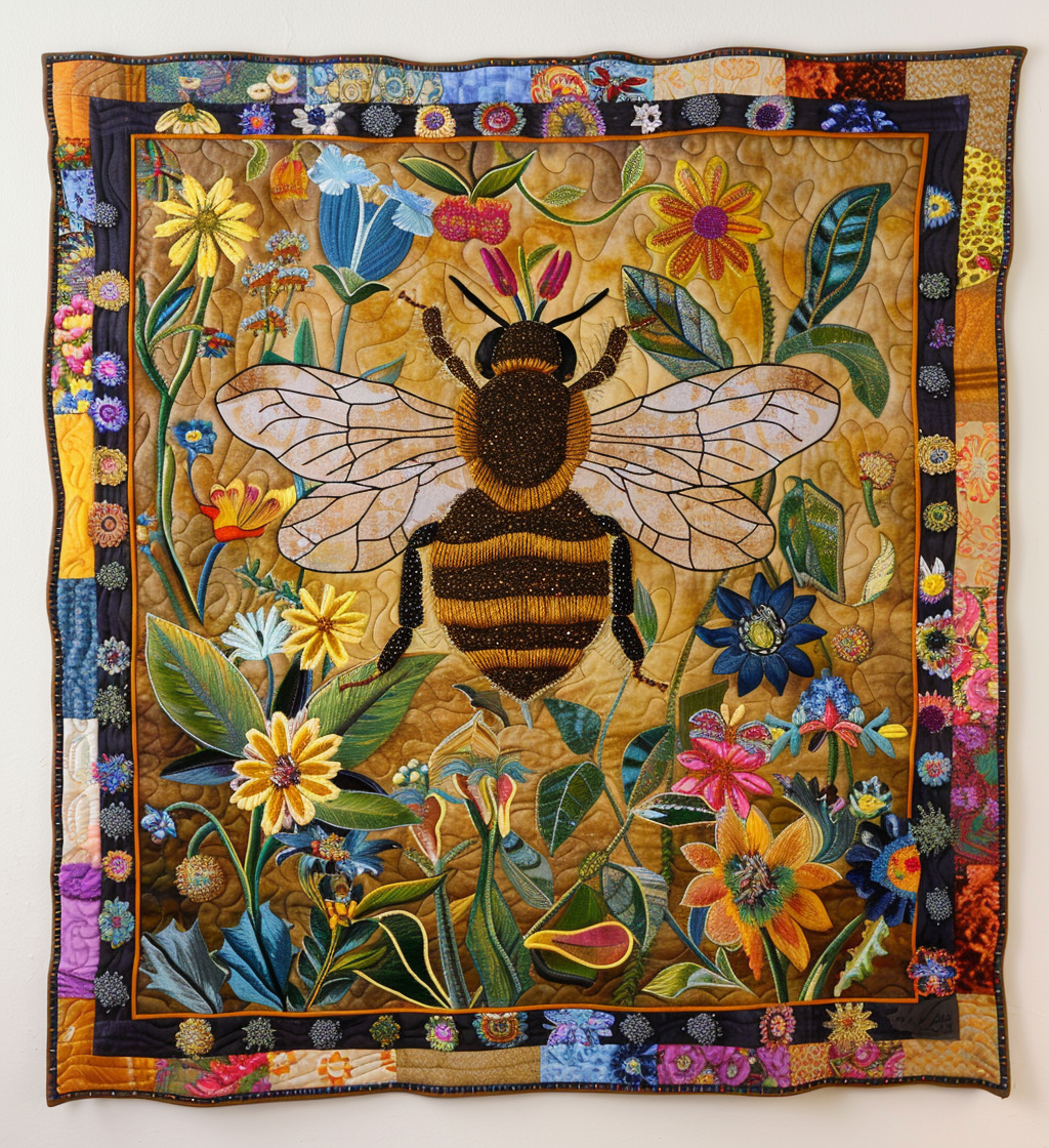 Bumblebee Garden Quilted Blanket Bedroom Decor Bee Themed Gifts For Her