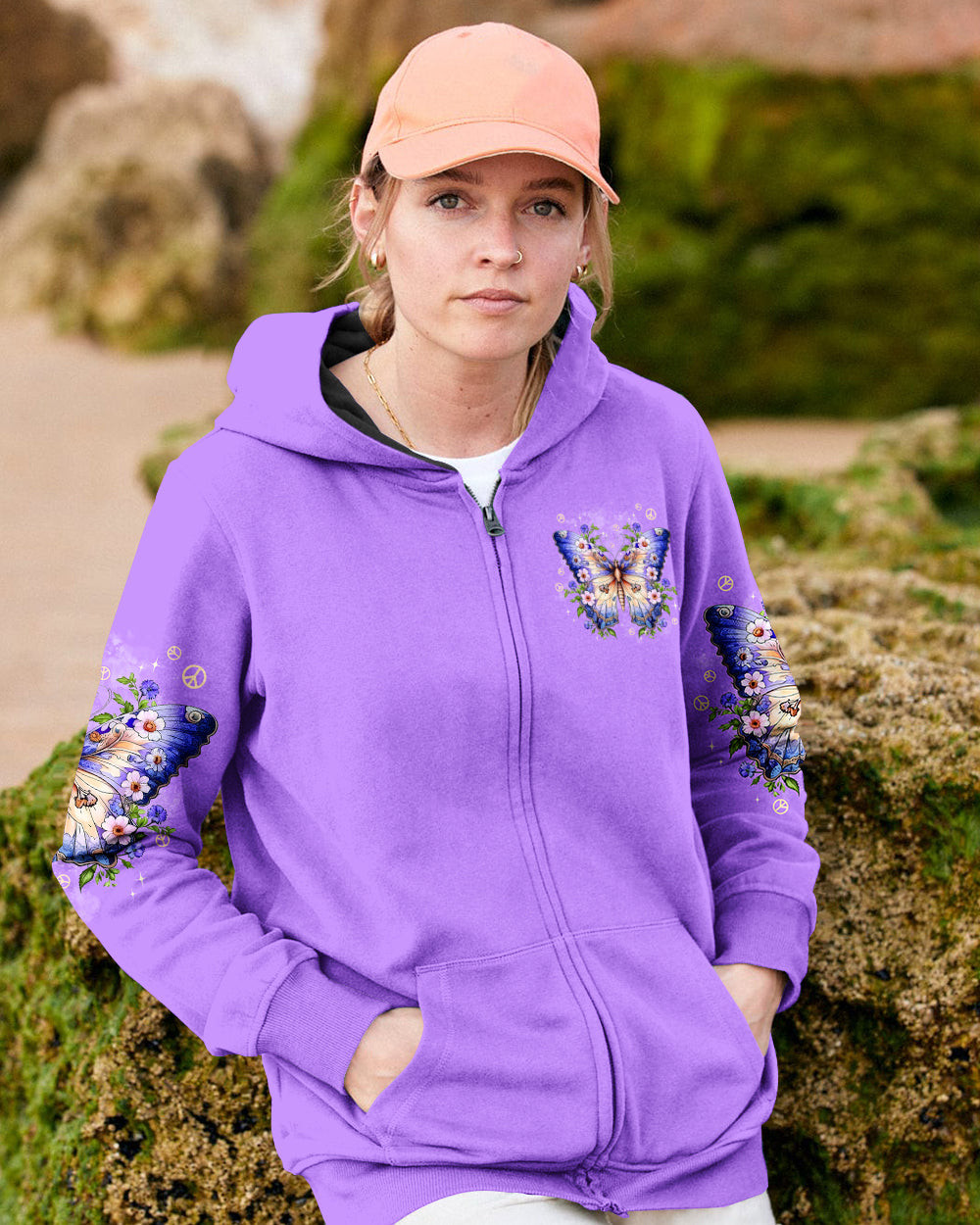 Butterfly Always Believe In The Impossible Zipper Hoodie Inspirational Floral Gift For Dreamers
