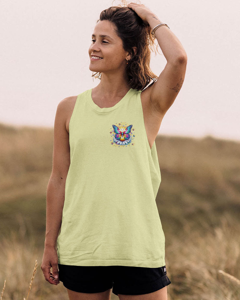 Butterfly Be You The World Will Adjust Tank Top Colorful Butterfly Daisy Clothing Gift Ideas - Image 2