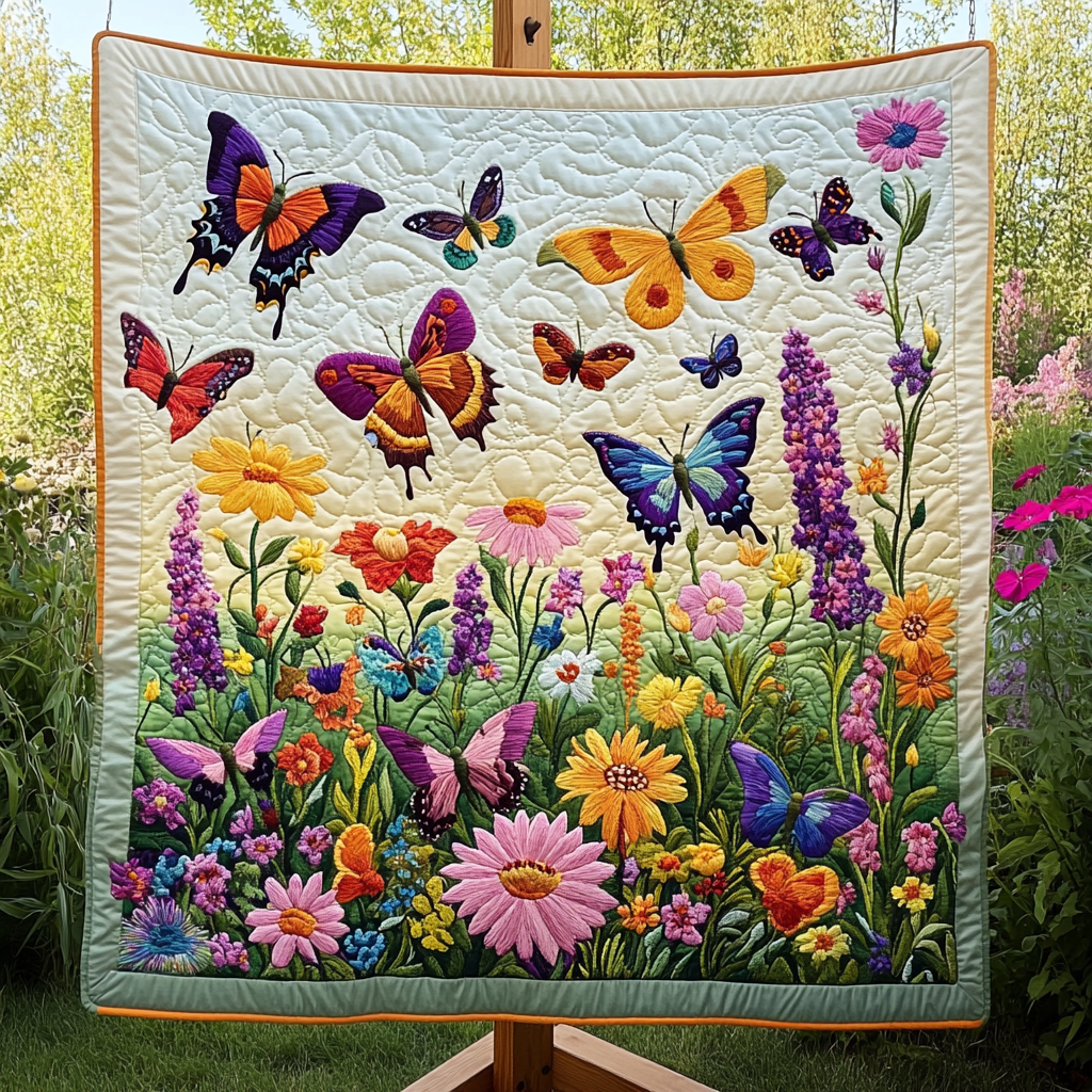 Butterfly Bliss Quilted Blanket Bedsheet Comforter Set Present For Your Mom